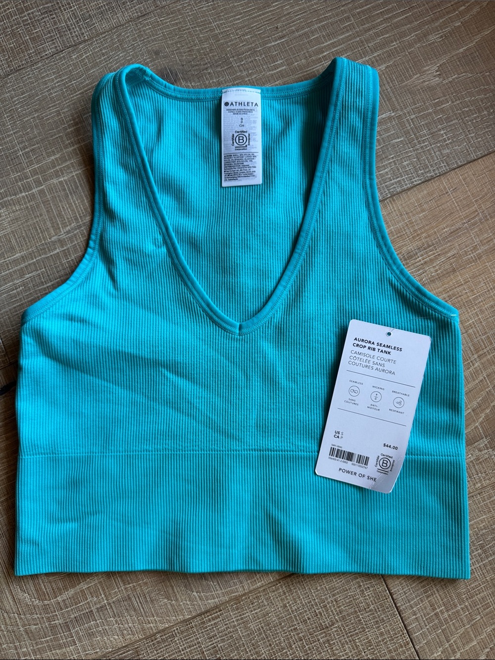 Athleta Ribbed Aurora seamless crop V-Neck Crop Tank NWT